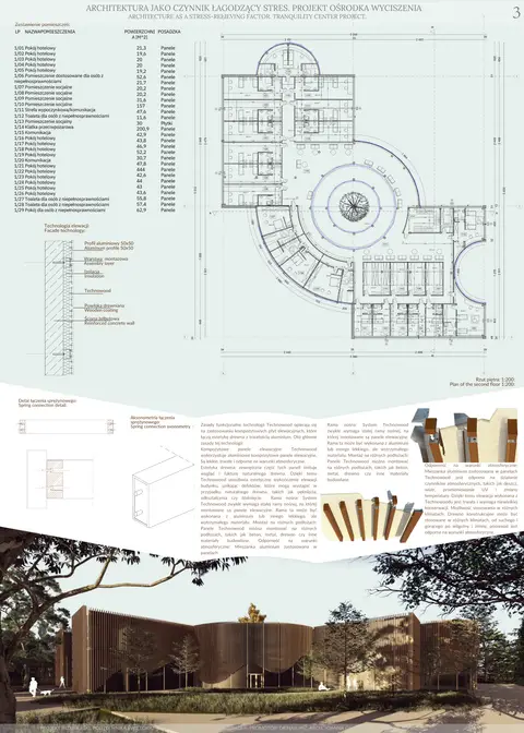 Upper floor plan, facade technology and connection detail