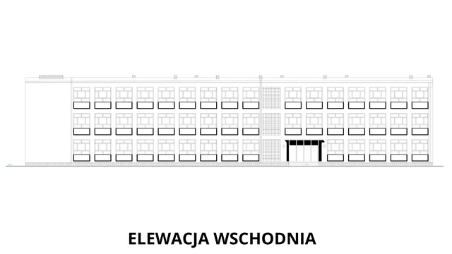Elewacja wschodnia — Szkoła w Parszowie